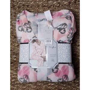 NEW Mayfair Women's 3XL 2 Pc UltraSoft Fleece Pink Valentines Pajama Set Gift
